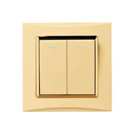 Ivory Gold - 2 Gang 2 Way Switch - 1000px X 1000px