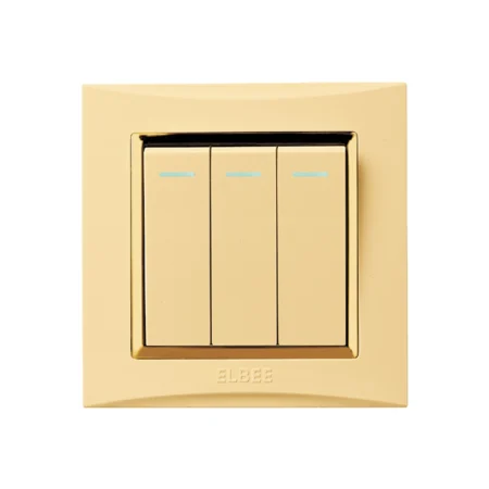 Ivory Gold - 3 Gang 2 Way Switch - 1000px X 1000px