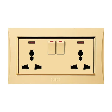 Ivory Gold - Double Socket Multi with Light - 1000px X 1000px