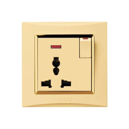 Ivory Gold - Single Multi Socket with Light - 1000px X 1000px